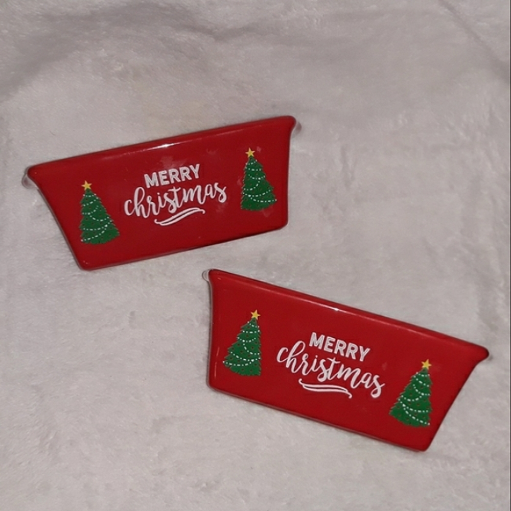 Set of 2 Merry Christmas Mini Loaf Pan Red Stoneware Nantucket